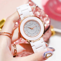 NAKZEN Women's Quartz Fashion Simple Ceramics Analogue Watch Ceramic Band 30M Waterproof Diamond Dress Watches relogio feminino