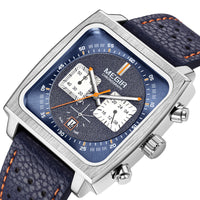 MEGIR 2022 Analogue Watch Men Top Brand Fashion Luxury Rectangle Quartz Military Watches Waterproof Luminous Leather Strap