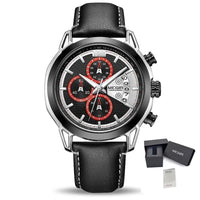 MEGIR Fashion Mens Military Sports Watches Luxury Leather Quartz Business Watch Chronograph Waterproof Luminous Date Wristwatch