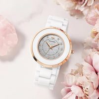 NAKZEN Women's Quartz Fashion Simple Ceramics Analogue Watch Ceramic Band 30M Waterproof Diamond Dress Watches relogio feminino