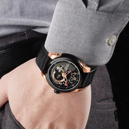 MEGIR Automatic Movement Mechanical Watches Men Luxury Fashion Leather Business Wristwatch Clock Big Dial Male Reloj Hombre