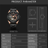 MEGIR Automatic Movement Mechanical Watches Men Luxury Fashion Leather Business Wristwatch Clock Big Dial Male Reloj Hombre