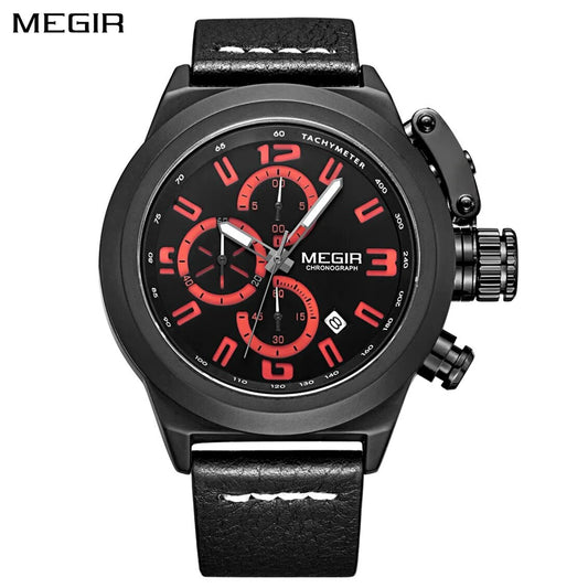 MEGIR Brand Luxury Sport Men Watches Quartz Big Dial Wristwatch Multifunction Luminous Waterproof Casual Chronograph Date Clock