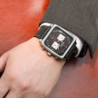 MEGIR 2022 Analogue Watch Men Top Brand Fashion Luxury Rectangle Quartz Military Watches Waterproof Luminous Leather Strap