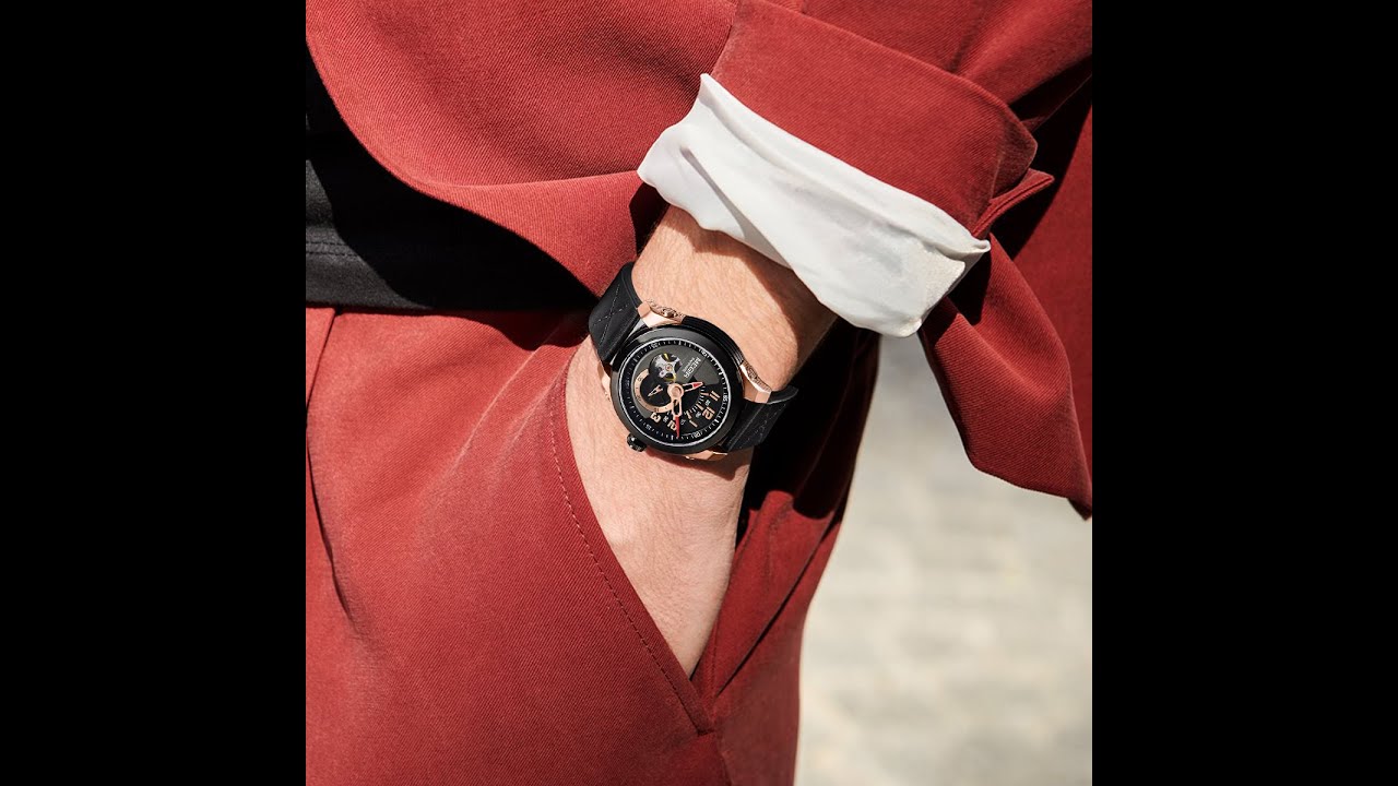 MEGIR Automatic Movement Mechanical Watches Men Luxury Fashion Leather Business Wristwatch Clock Big Dial Male Reloj Hombre