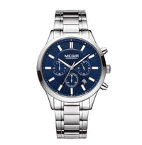 MEGIR Stainless Steel Waterproof Wrist Watches for Men Luminous Chronograph Business Quartz Men's Casual Clock Reloj Hombre