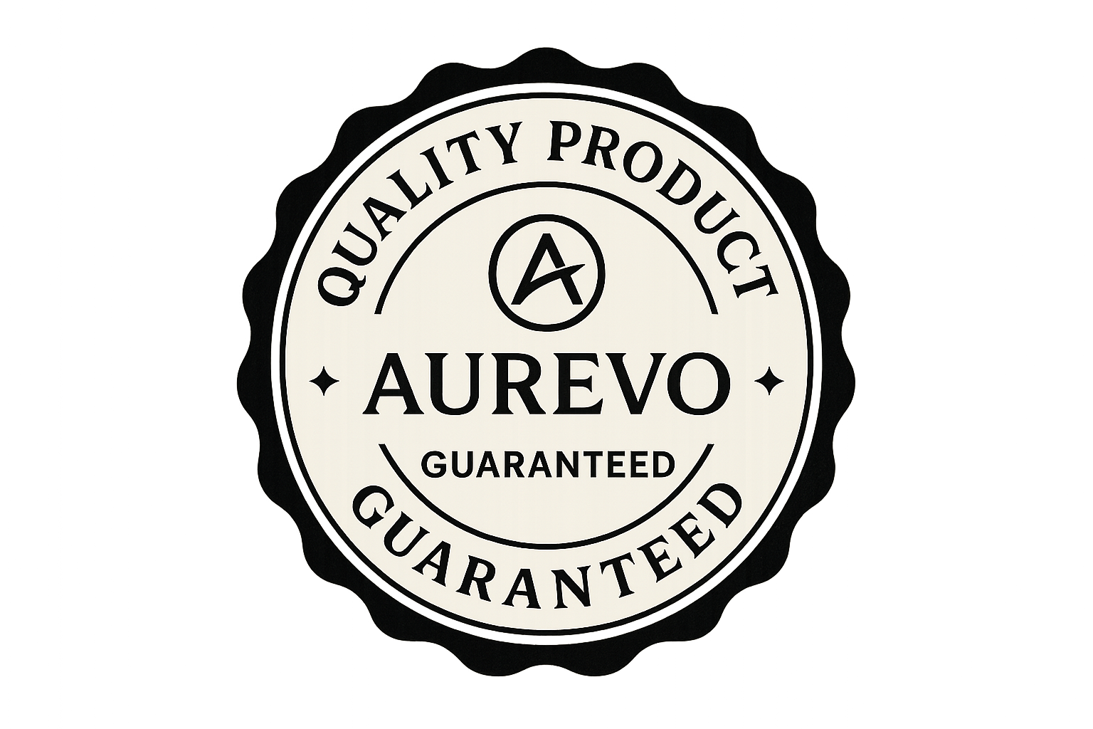 Make it with the same Aurevo logo and make it say quality product guarantied  